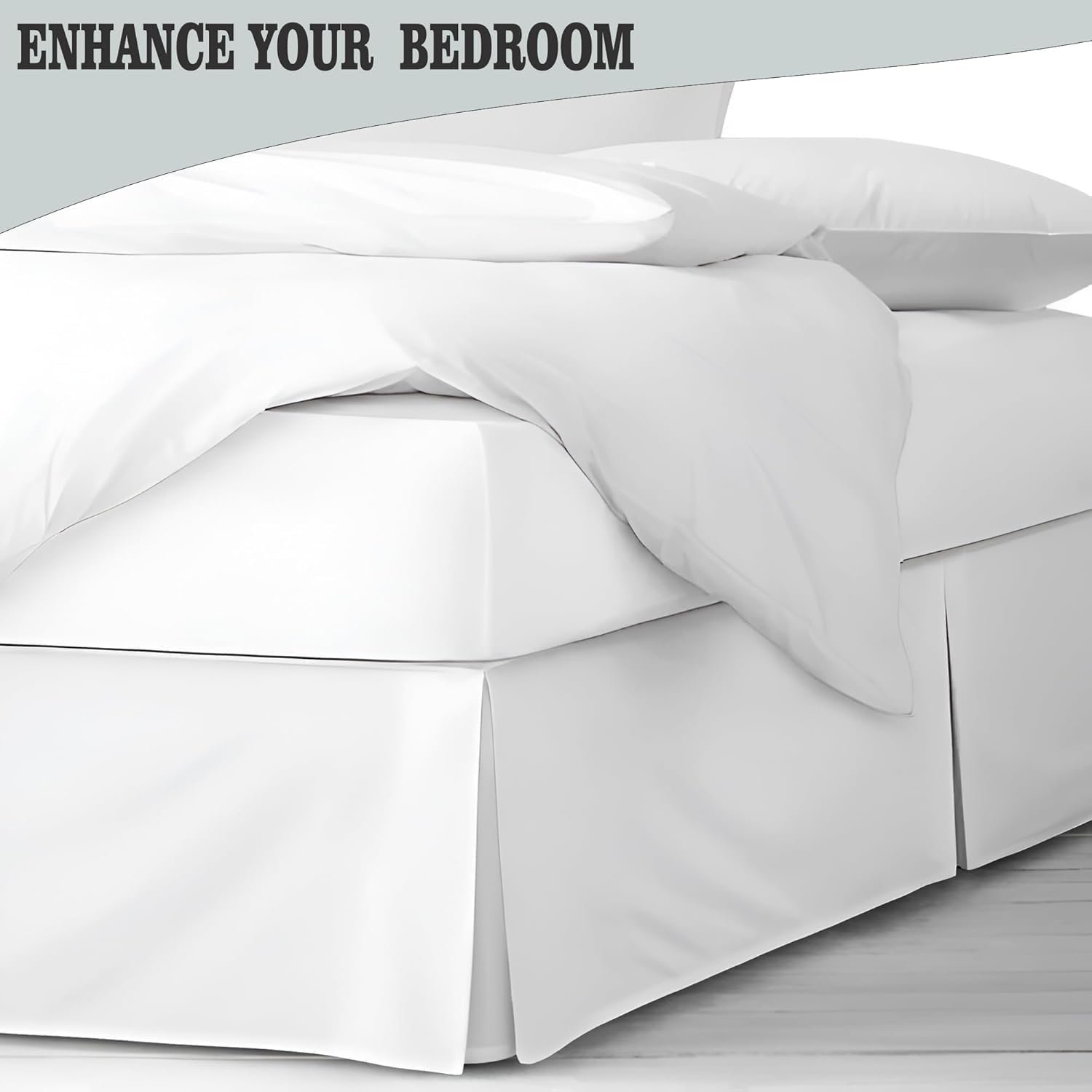 400 thread count 100% cotton pleated bed skirt, cooling & breathable, solid color, luxury hotel quality 400 thread count 100% cotton pleated bed skirt, cooling & breathable, solid color, luxury hotel quality