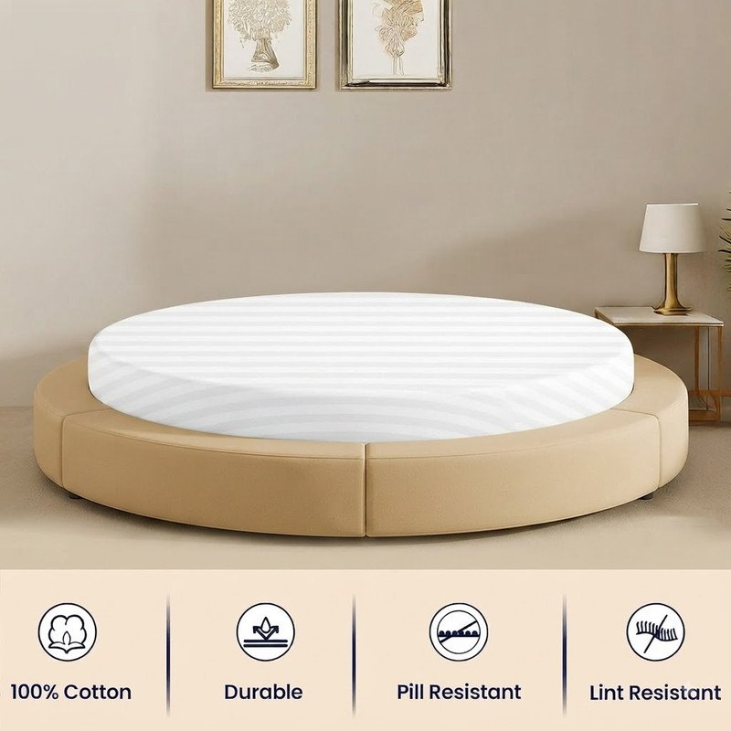 400 tc 4 pcs premium quality round bed sheets set solid egyptian cotton for 15 inches mattress pocket depth